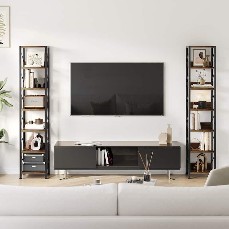 Bookshelf Narrow Bookcase Tall Skinny Storage Rack Shelf