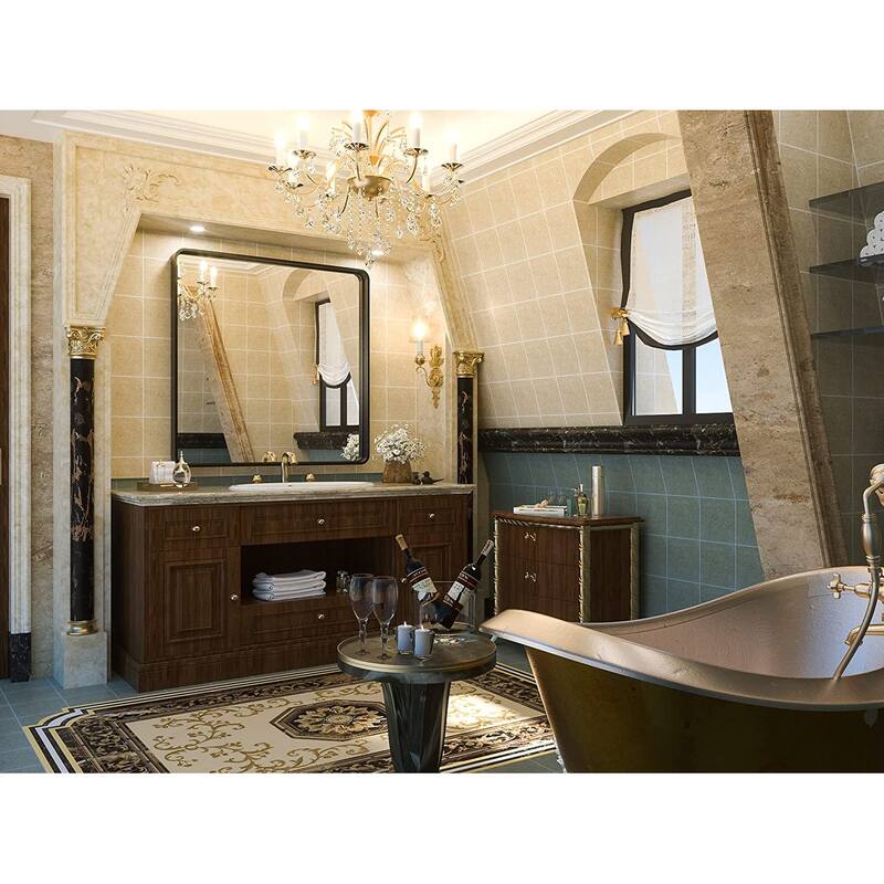 TETOTE Modern Metal Frame Wall Mounted Hanging Bathroom Vanity Mirror