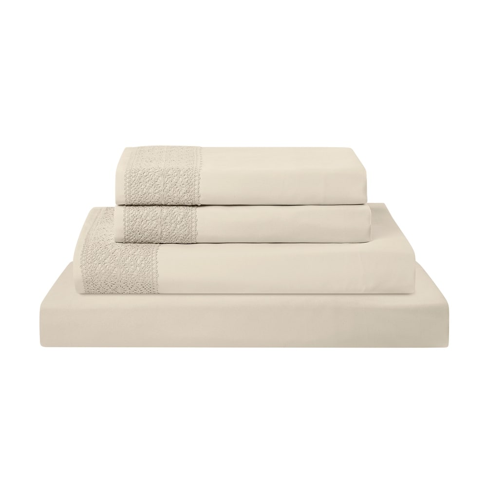 Modern Threads 4-Piece Soft Microfiber Crochet Lace Sheet Set