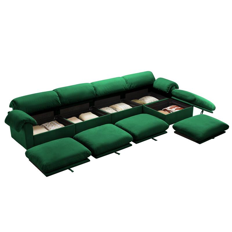 Velvet Fabric Modular Cloud Couch with Storage Seat,Free Combination