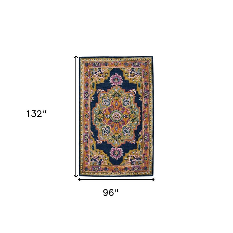 HomeRoots Medallion Bohemian Rectangle Area Rug