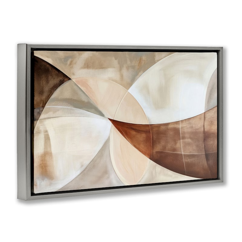 Stupell Curved Neutral Tones Abstraction Framed Floater Canvas Wall Art Design By LSR Creative Studio