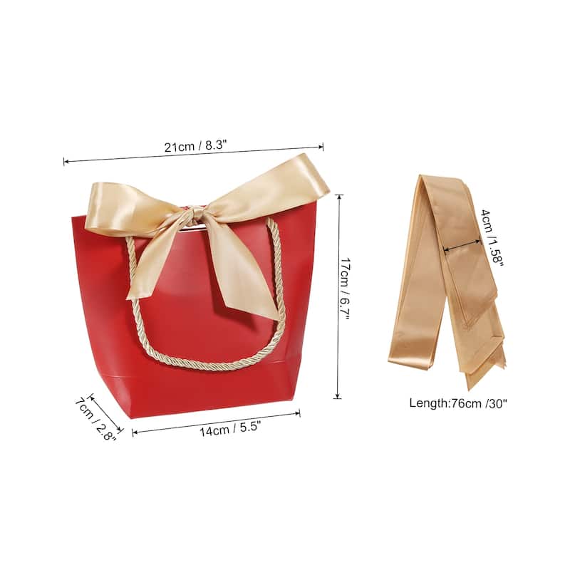 12pcs 8.3"x2.8"x6.7" Gift Bags with Handles Small Favor Bag with Bow