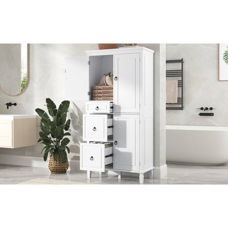 Large Bathroom Waterproof Cabinet with 3 Drawers, 3 Compartments