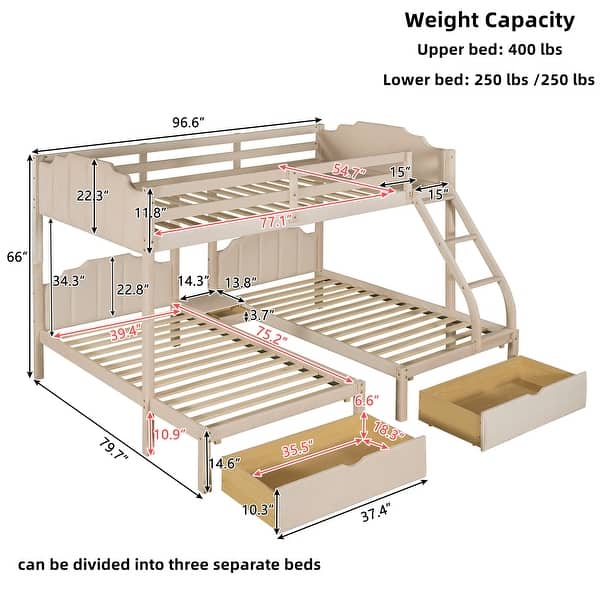 Velvet Triple Bunk Bed with Drawers and Guardrails Bed Bath & Beyond