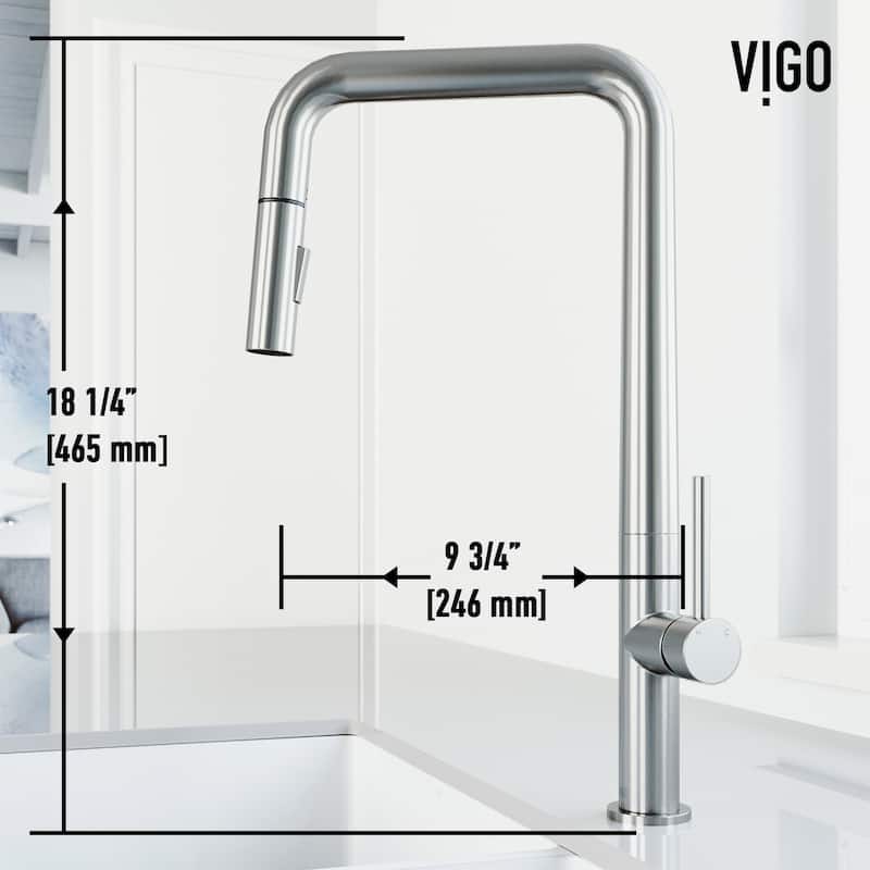 VIGO Parsons 18" H Single Handle Pull-Down Sprayer Kitchen Faucet