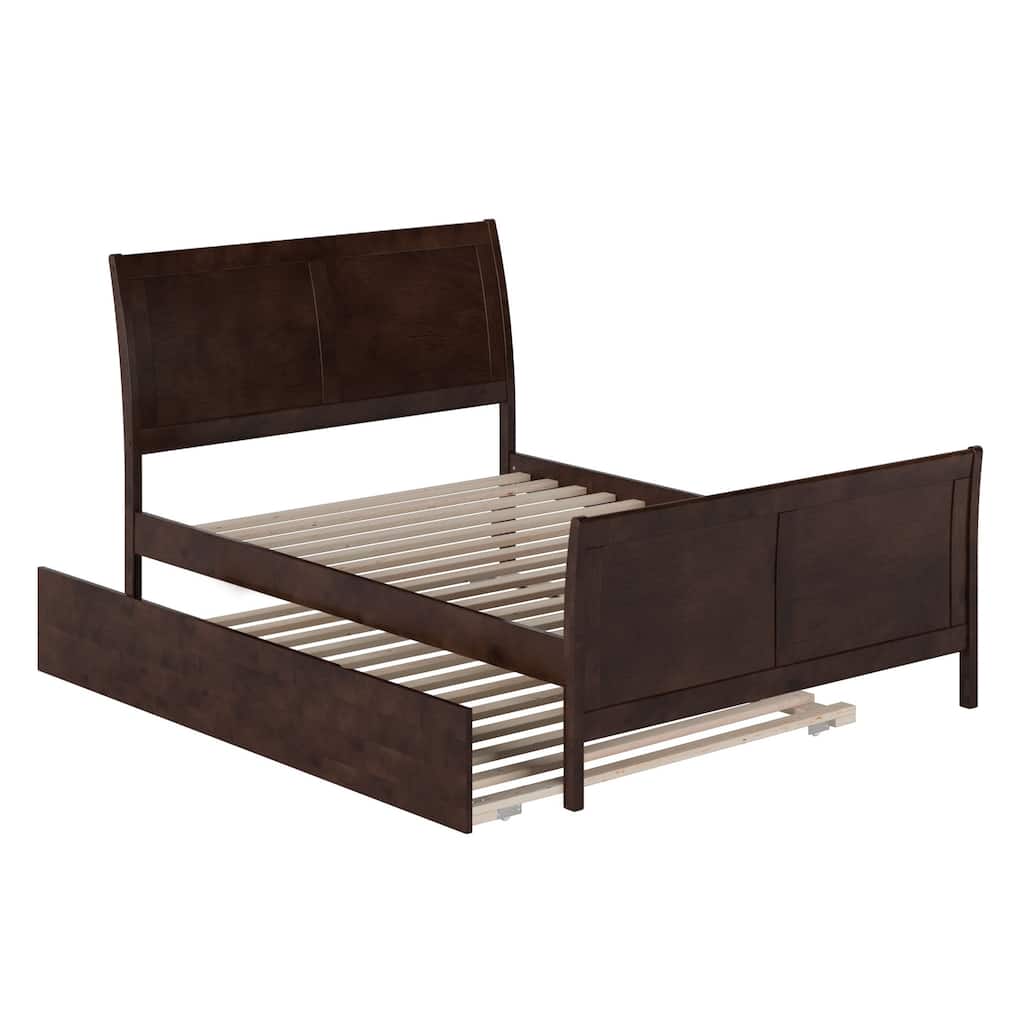 Portland Full Platform Bed with Matching Footboard & Full Trundle in Espresso