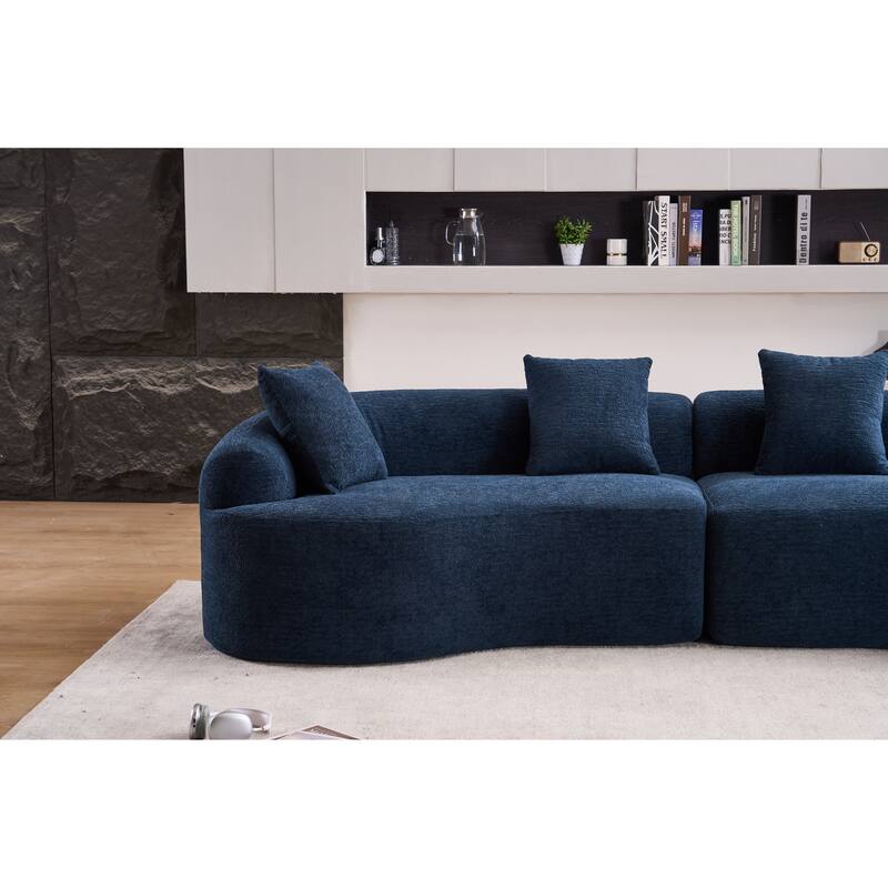 110" Foam Classic 4-Seater Sofa with 4 Pillows for Apartment