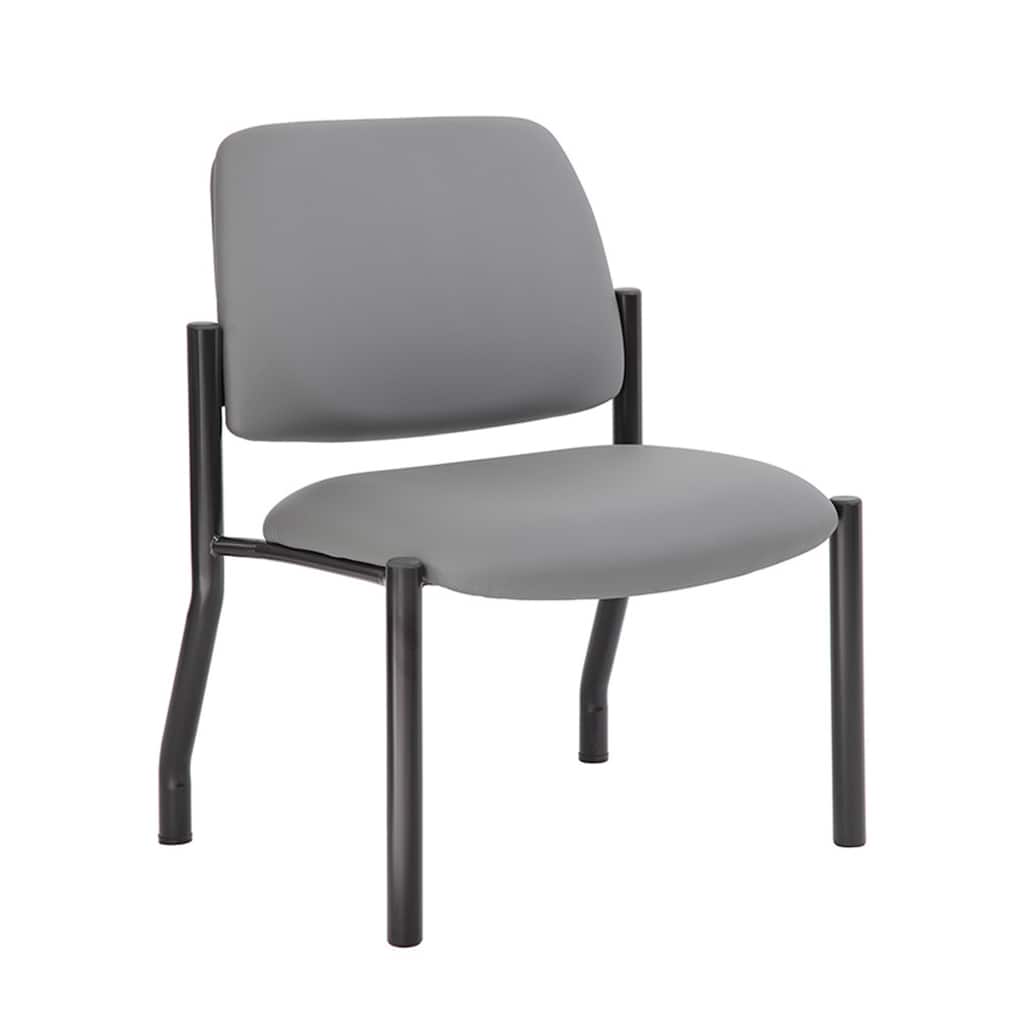 Lea Big and Tall XL Reception Chair, Gray Antimicrobial Vinyl, 400 lbs