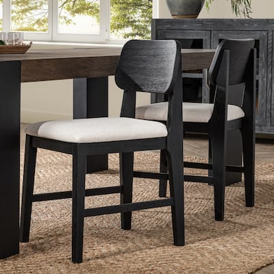 Classic Home Deavon Set of 2 Oak Wood Dining Chair in Black