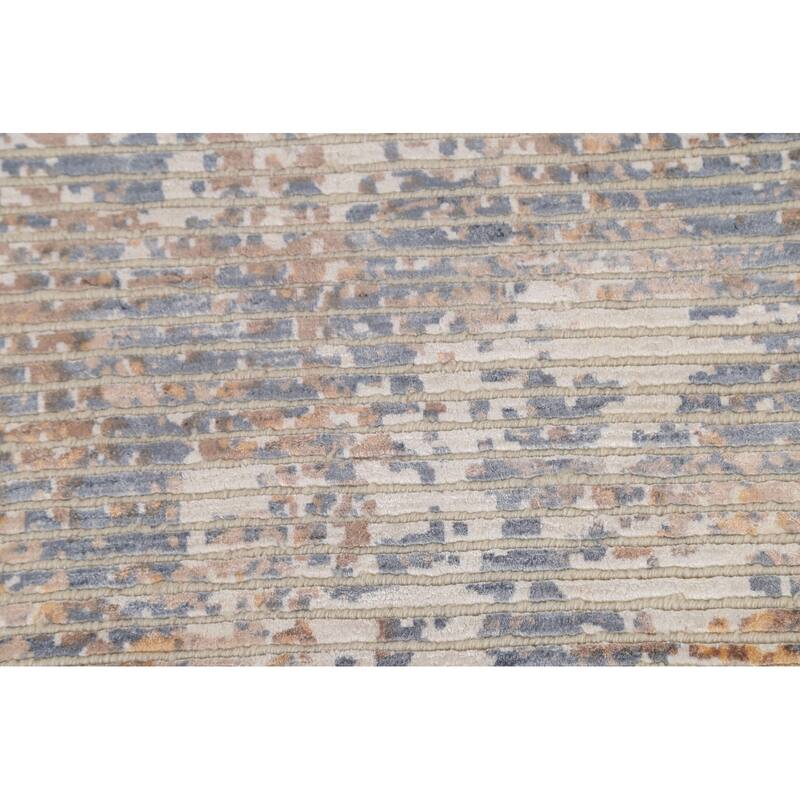 Modern Area Rug Hand-Knotted Abstract Wool Carpet - 6'7"x 9'8"