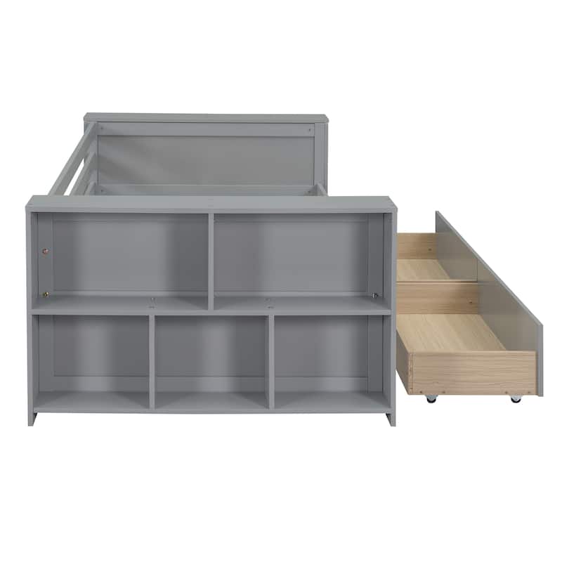 Twin Size Daybed with Shelves and Drawers