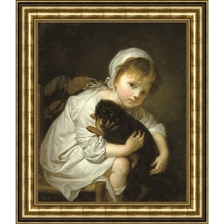 Petite fille au chien by Jean-Baptiste Greuze Giclee Print Oil Painting ...
