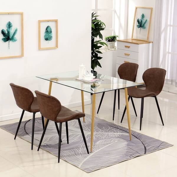 Mcomb Kitchen Modern Glass Rectangle Dining Table For 6 With Foot Pad Espresso Mid Century Leisure Coffee Table For Living Room Overstock 28948178