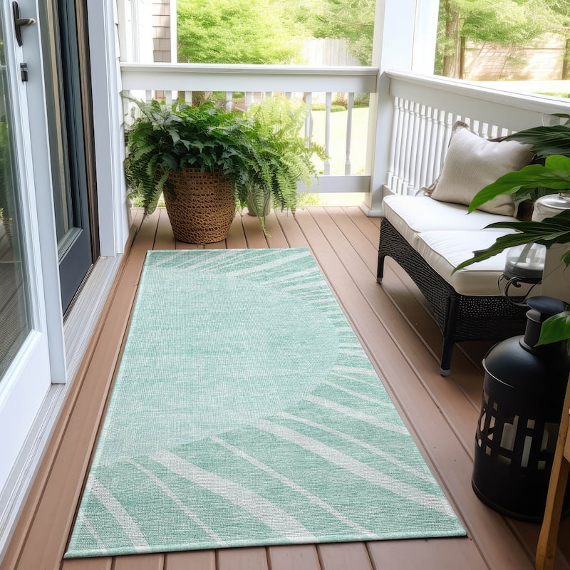Machine Washable Indoor/ Outdoor ChantilleSunburst Modern Rug - Teal - 2'3" x 7'6"