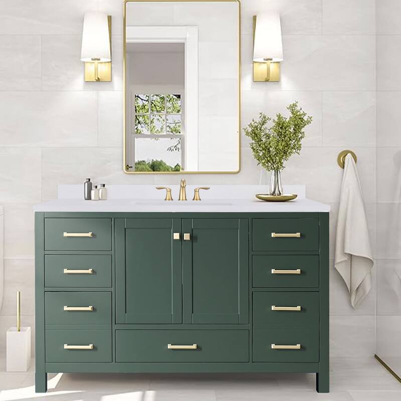 PROOX 60 inch Culture Marble Bath Solid White Vanity top with Single Rectangular Sink