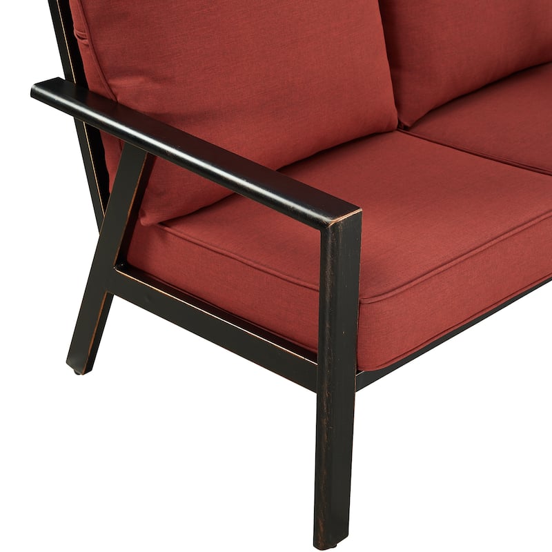 Black Aluminum Deep Seating Deep Seating Loveseat with Cushions