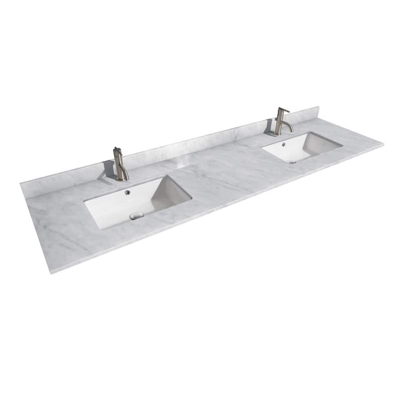 Wyndham Collection 80" Double Vanity Top with Undermount Rectangular - White Carrara Marble - Painted
