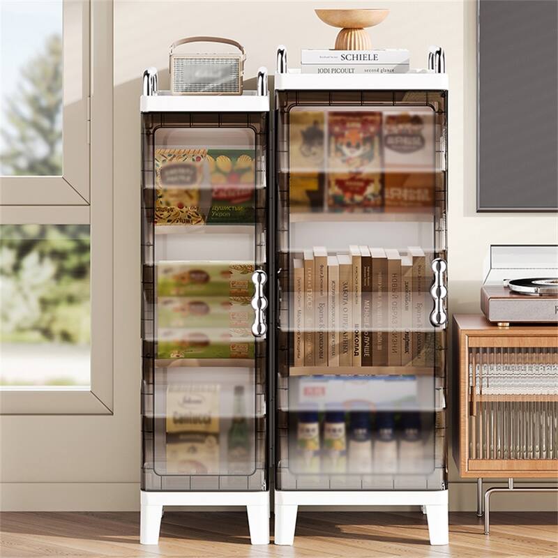 Small Narrow Bathroom Storage Cabinet White Plastic Corner Organizer with Adjustable Shelves