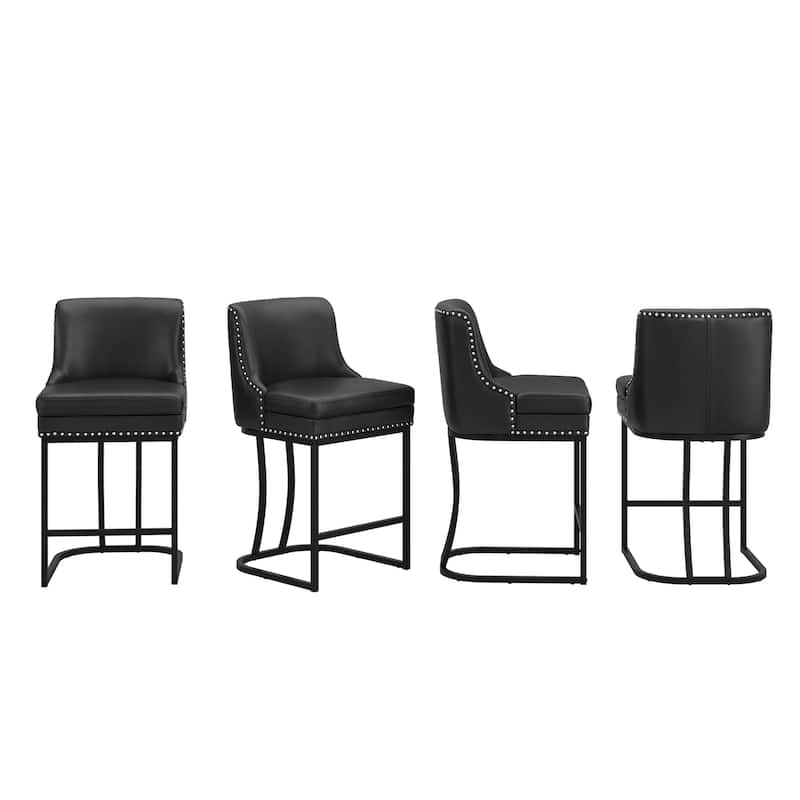 Modern 26" Barstool with Back Metal Frame Stool Counter Height Bar Stools and 6" Thick Cushion for Kitchen Island