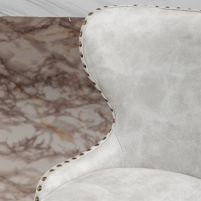 Modern Faux Leather Tufted Nailhead Trim Counter Stool Set of 2