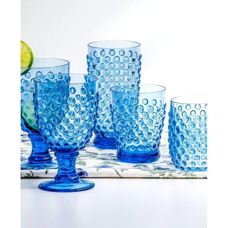 Abode Homewares Hobnail Acrylic Wine Glass - 17 oz - Set of 6