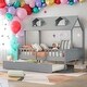 preview thumbnail 1 of 24, Full Size House Bed Wood Bed With Twin Size Trundle Grey