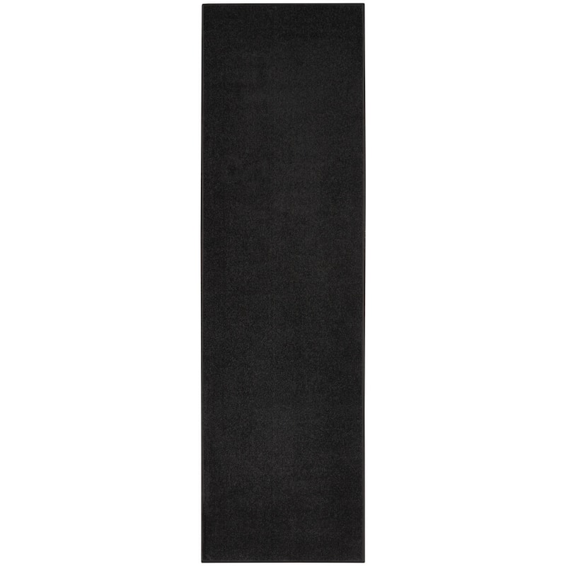 Nourison Modern Solid Indoor/Outdoor Area Rug - 8' Runner - Black