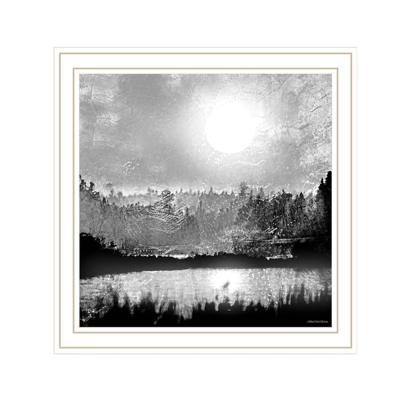 TrendyDecor4U "Big Moon Lake" Framed Print Wall Art - White