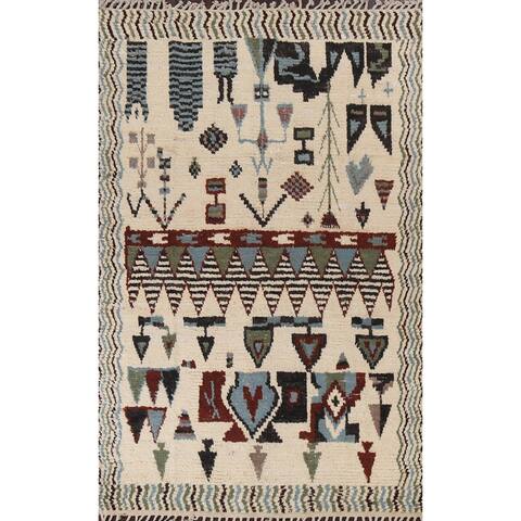 Tribal Moroccan Oriental Geometric Area Rug Hand-knotted Wool Carpet - 5'11" x 9'6"