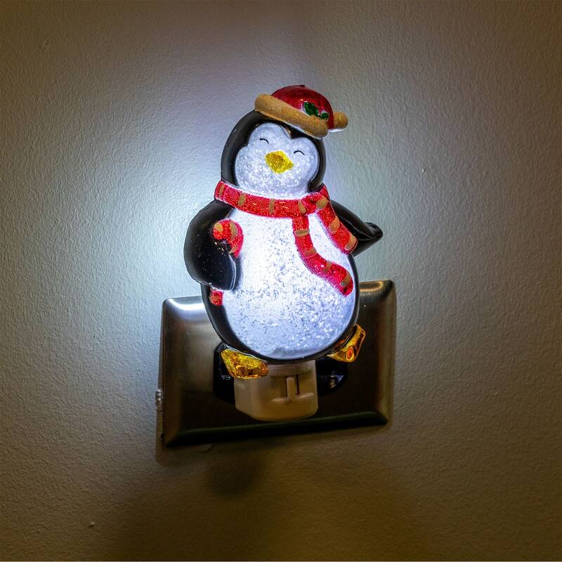 Novelty Lights LED Penguin with Scarf Christmas Night Light with Swivel Plug