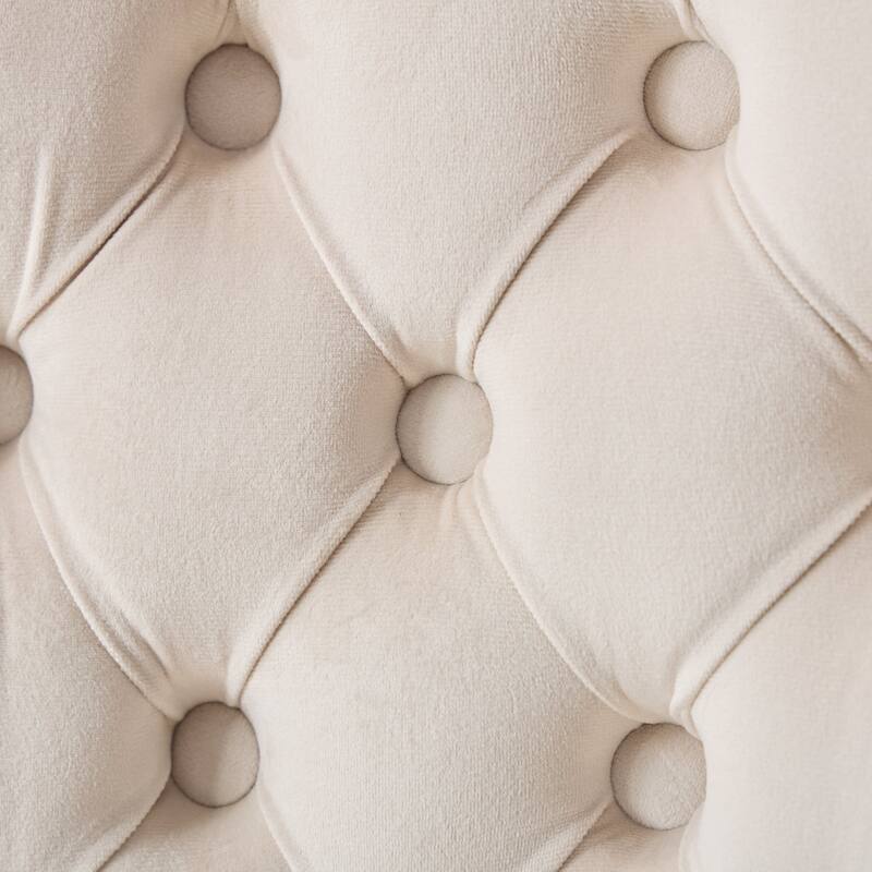 Roomfitters Swivel Velvet Bar Stools Set of 2, Button Tufted Upholstered Bar Chairs with Solid Wood Legs