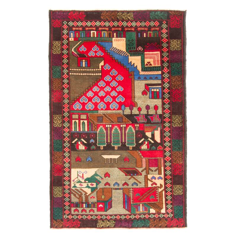 ECARPETGALLERY Hand-knotted Teimani Red Wool Rug - 2'8 x 4'7