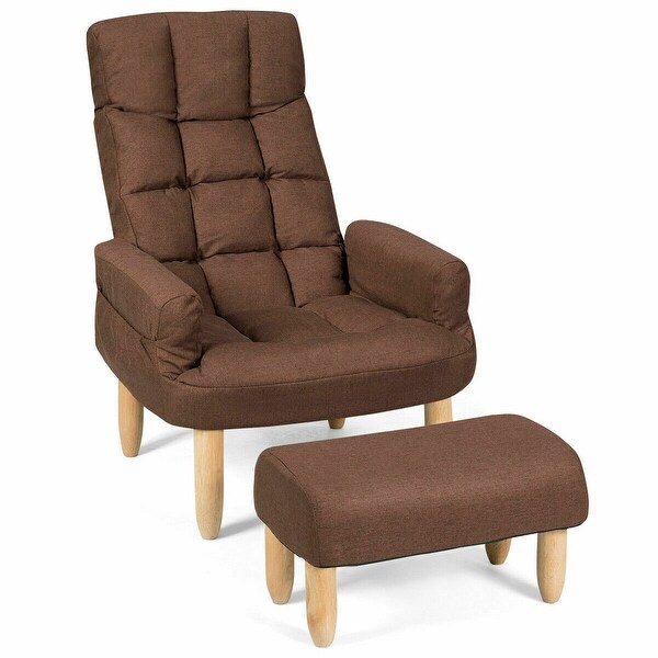 Gymax Adjule Backrest Headrest Lazy Sofa Chair With Footstool Armrest As The Picture Shows
