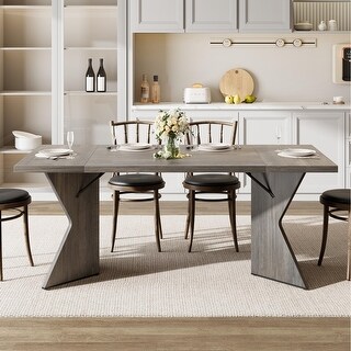 71 Inch Rectangular Dining Table for 6, Rustic Farmhouse Tall Kitchen ...