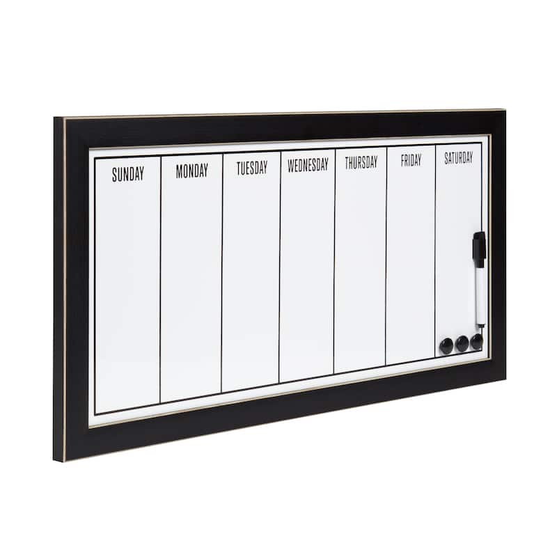 Black-framed Magnetic Weekly Calendar Dry Erase Board