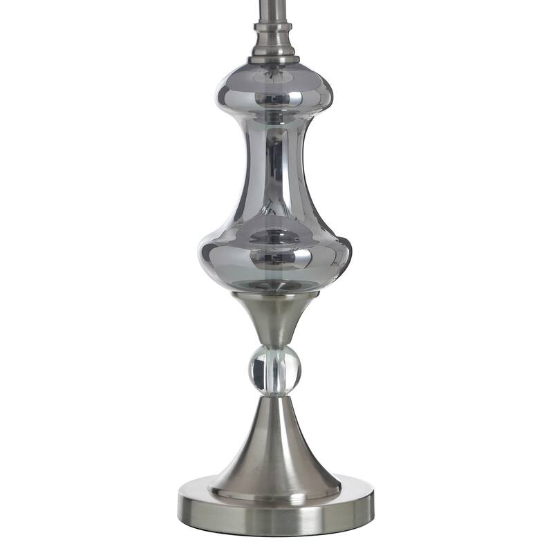 StyleCraft Steel Table Lamp - Brushed Nickle & Silver Glass - Grey Shade