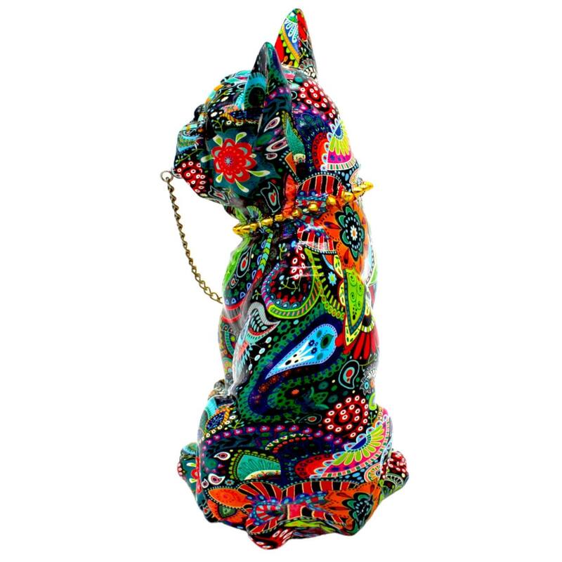 Interior Illusions Plus Sitting Flower French Bulldog with Necklace - 8" tall