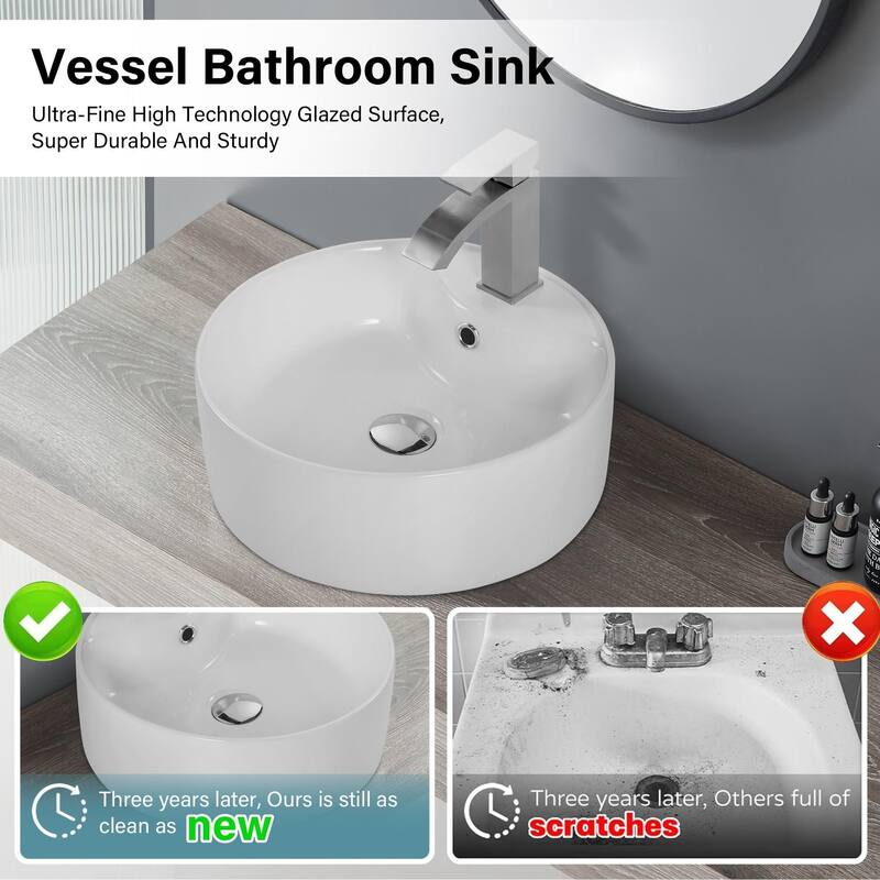 15.9" Round Countertop Ceramic Washbasin