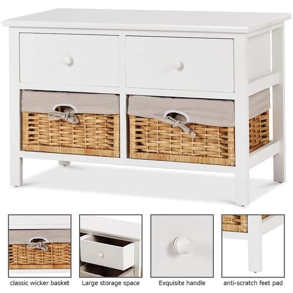 Costway Storage Unit 2 Drawer Baskets Bench Drawer 2 Baskets Storage Bench