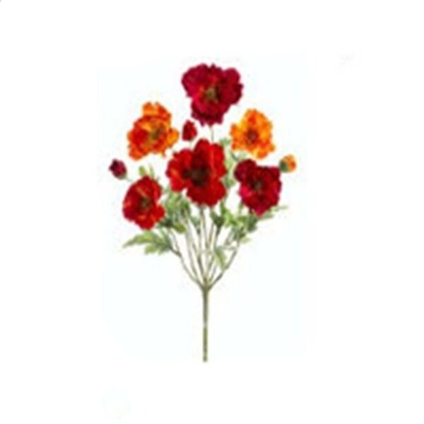 FBP974-RE-OR 18 in. Small Red-Orange Poppy Bush X9- Case of 12