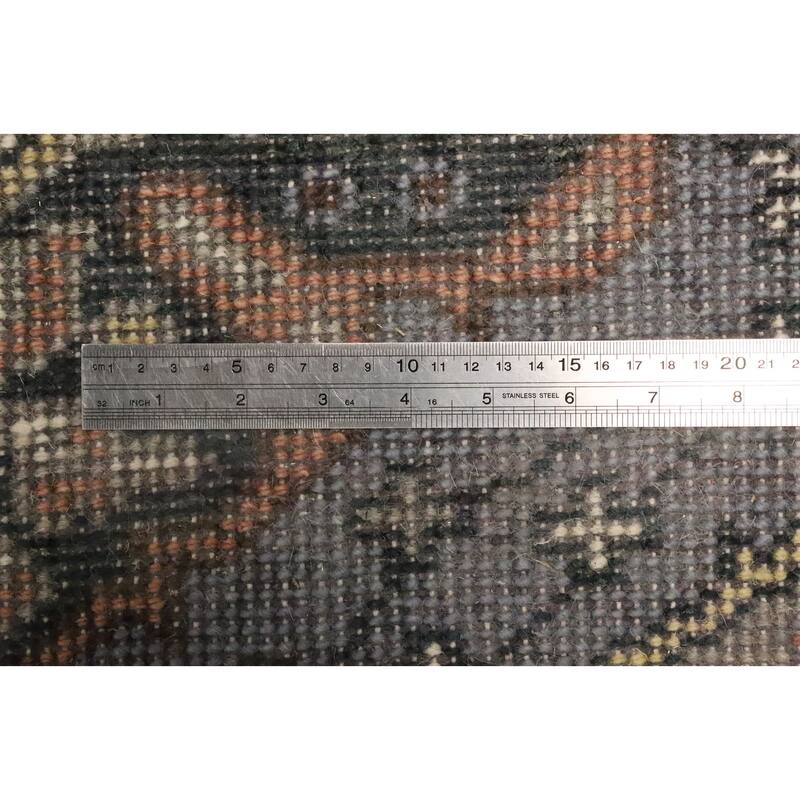Hand Knotted Oriental 100% Wool Carpet Traditional Geometric Navy Blue & Blues Kazak Area Rug - 10' 2'' X 2' 6''