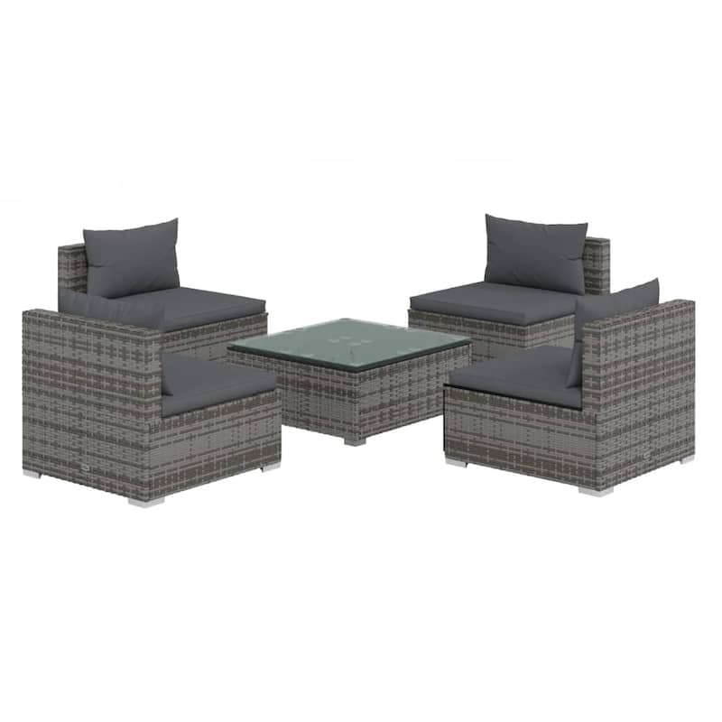 vidaXL Patio Lounge Set Outdoor Sectional Sofa Set Table Garden Poly Rattan - 27.6" x 27.6" x 23.8"