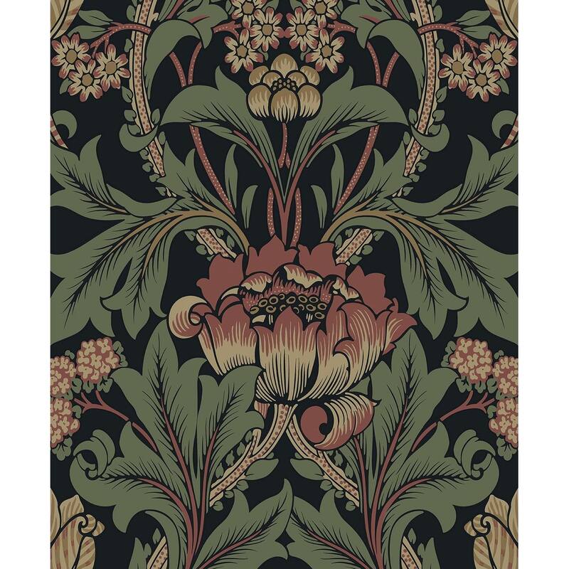 Seabrook Designs Primrose Garden Floral Prepasted Wallpaper - 20.9 in. W x 33 ft. L - Wrought Iron & Clay