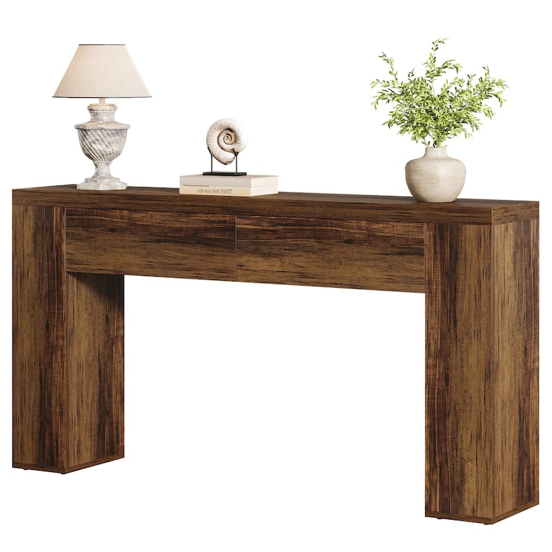 63" Industrial Console Sofa Table with Drawers for Entryway