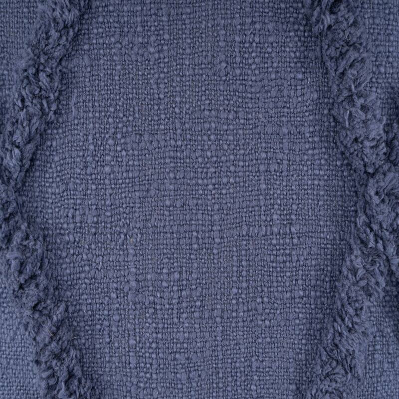 18" Blue Hand Woven Diamond Tufted Square Throw Pillow