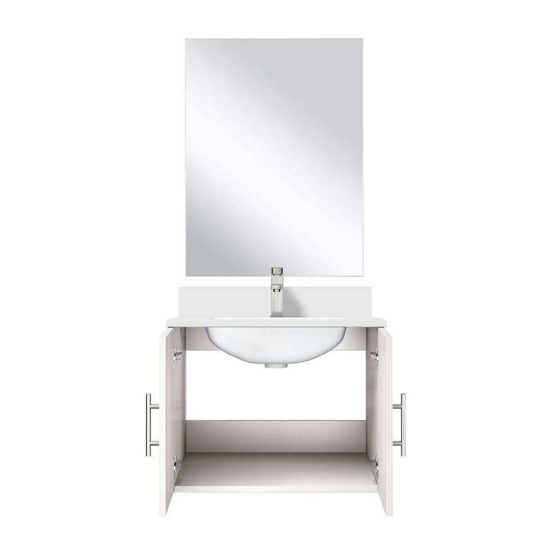 Bathroom Vanity Set with Marble Top, Single Hole Faucet, Mirror Included, Stainless Steel