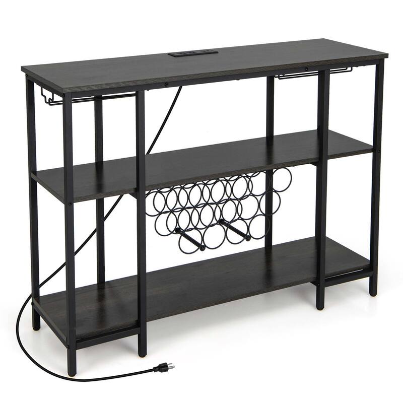 Costway Wine Cabinet Bar Table Rack Table for Drinks Glasses with - See Details