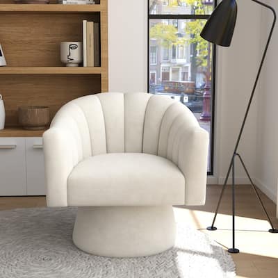 SEYNAR Modern Glam Velvet Upholstered Round Swivel Accent Arm Barrel Chair for Living Room