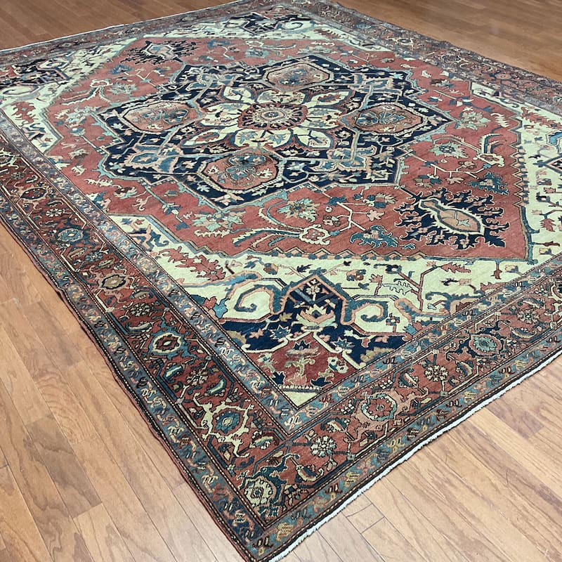 HERAT ORIENTAL Antique 1880s Serapi Wool Rug - 9'10" x 13'9"